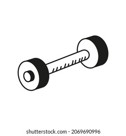 One collapsible dumbbell. Doodle style. Stock vector graphics.