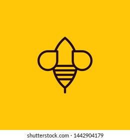 One Color Bee Logo with Yellow Background Vector Design