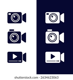 Un conjunto de iconos de Vector de cámara a color