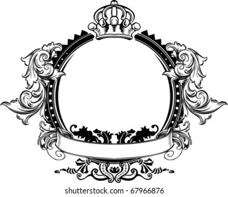 One Color Crown Vintage Ornate Curves Sign