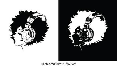 One Color Girl Listening To Music