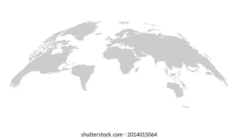 one color grey world map isolated on transparent background. World vector illustration .