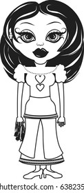 One color illustration of a Bride. Color version in my portfolio.