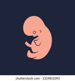 One color illustration of fetal development at 3 month old in black background