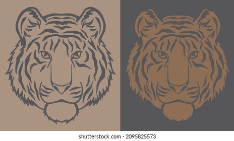ONE COLOR POSITIVE AND NEGATIVE CUTE TIGER VECTOR