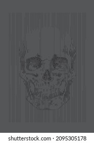 ONE COLOR SKULL POSTER MADE OF LINES