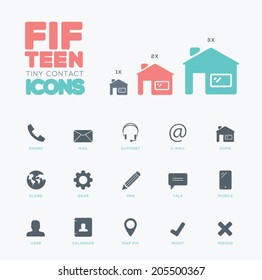 One Color Vector Contact & Communication Small Icons Set