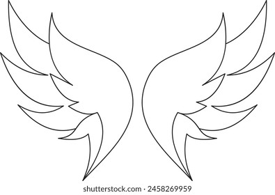 One Color Vector Single Wing Icons Set with clean sharp feather lines that make great logo wings and designs for a wing background emblems