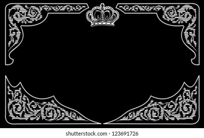 One Color Vintage Background With Crown And Ornate Corners