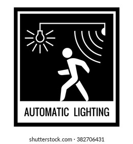 One color warning sign. Automatic light control information.