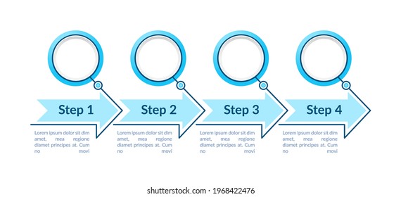 One colored circles steps vector infographic template. Fancy presentation design elements with text space. Data visualization with 4 steps. Process timeline chart. Workflow layout with copyspace