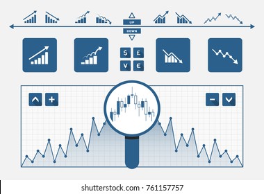 one colored vector design of up and down going charts