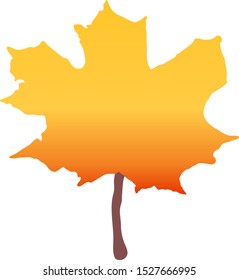 one colorful maple leaf on a white background