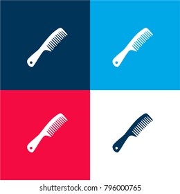 One comb four color material and minimal icon logo set in red and blue