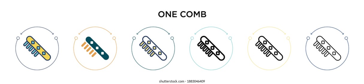 One comb icon in filled, thin line, outline and stroke style. Vector illustration of two colored and black one comb vector icons designs can be used for mobile, ui, web