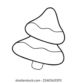 One conifer in black outline. Clip art for your projects.