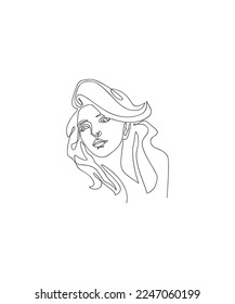 Un plano de línea conectado.
ilustración de la cara de una hermosa mujer.