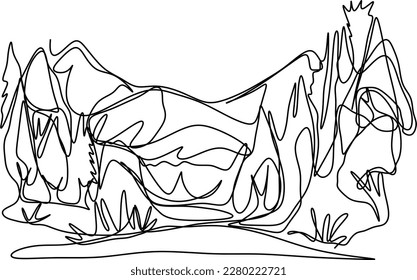 One continues line art. Nature landscape.