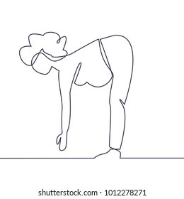 One continuing line. Yoga for pregnant. Vector. Cartoon. Isolated art on white background. Flat