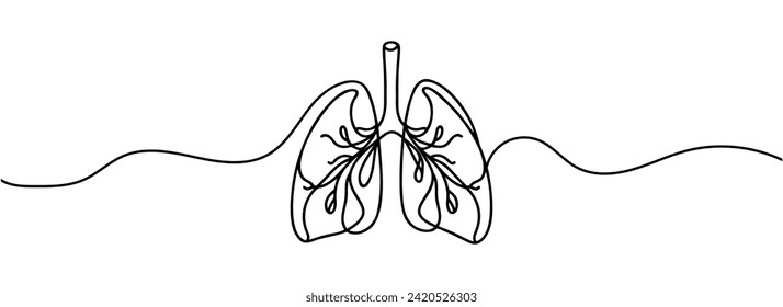 Eine kontinuierliche Zeichnung des anatomischen Organs der menschlichen Lunge