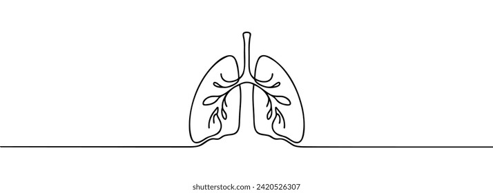 One continuous drawing of the anatomical organ of the human lungs