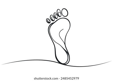 One continuous drawing of a footprint. Vector illustration