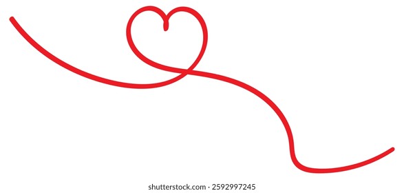 One continuous drawing of heart and color shape love sign. Thin flourish and romantic symbols in simple linear style. Editable stroke. Doodle vector illustration