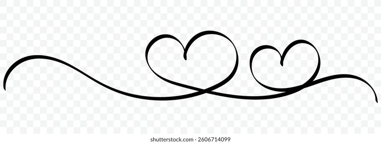 One continuous drawing of heart and color shape love sign. Hand drawn doodle vector illustration in a continuous line. Valentines day concept. Vector illustration.