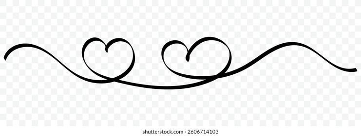 One continuous drawing of heart and color shape love sign. Hand drawn doodle vector illustration in a continuous line. Valentines day concept. Vector illustration.