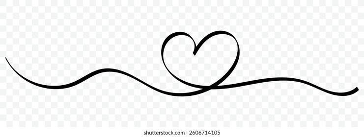 One continuous drawing of heart and color shape love sign. Hand drawn doodle vector illustration in a continuous line. Valentines day concept. Vector illustration.