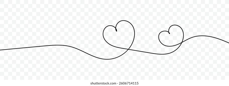 One continuous drawing of heart and color shape love sign. Hand drawn doodle vector illustration in a continuous line. Valentines day concept. Vector illustration.