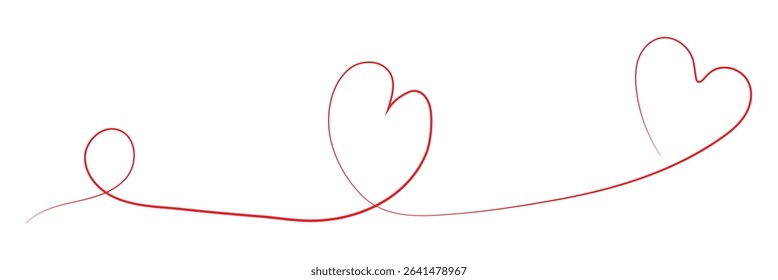 One continuous drawing of heart and color shape love sign. Thin flourish and romantic symbols in simple linear style.
