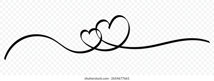 One continuous drawing of heart and color shape love sign. Wedding, Valentine day love heart scribble line background. Doodle contour vector illustration