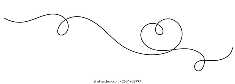 One continuous drawing of Heart and red color shape love sign. Thin flourish and romantic symbols in simple linear style. Editable stroke. Vector illustration.