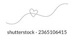 One continuous drawing of heart shape love sign. oitline and romantic symbol for greeting card and web banner in simple linear style. Editable stroke. Doodle vector illustration
