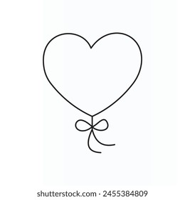 One continuous drawing of heart shape love sign. oitline and romantic symbol for greeting card and web banner in simple linear style.