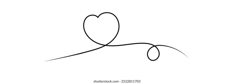 One continuous drawing of heart shape love sign. love line art .  Doodle vector illustration  for greeting card and web banner .
