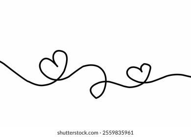 One continuous drawing of heart shape love sign. outline and romantic symbol for greeting card and web banner in simple linear style. Editable stroke. Doodle vector illustration
