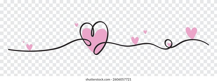 One continuous drawing of heart shape love sign.  romantic symbol for greeting card and web banner in simple linear style. Editable stroke. Doodle vector illustration  . 