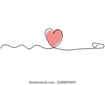 
One continuous drawing of a heart-shaped love sign outline.
