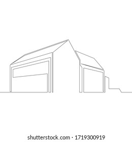One continuous drawing line Fashionable minimalistic country house, modern architecture.Abstract logo.Single hand drawn art line doodle outline isolated minimal  illustration cartoon character flat