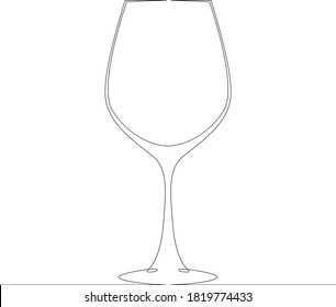 Ein durchgehendes Zeichnungslogo Glaskugel für alkoholische Getränke und Becher-Weinansicht. Einmalige, handgezeichnete Skizze für die Kunstlinie, isoliert, minimaler Illustrationskarikatur, flach