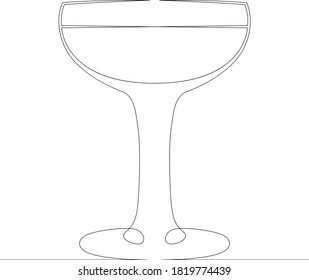 Ein durchgehendes Zeichnungslogo Glaskugel für alkoholische Getränke und Becher-Weinansicht. Einmalige, handgezeichnete Skizze für die Kunstlinie, isoliert, minimaler Illustrationskarikatur, flach