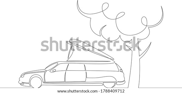 One\
continuous drawing line logo car caravan, travel trailer,\
camper,camper trailer .Single hand drawn art line doodle outline\
isolated minimal illustration cartoon character\
flat