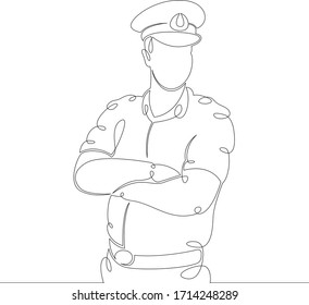 One continuous drawing line portrait sailor seaman in uniform .Single hand drawn art line doodle outline isolated minimal  illustration cartoon character flat