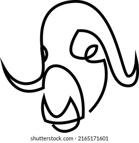 One continuous drawing line portrait of the head of a musk ox or bull. Single line hand drawn art.