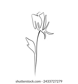 One continuous drawing line. Printed decorative poster with overall rose flower