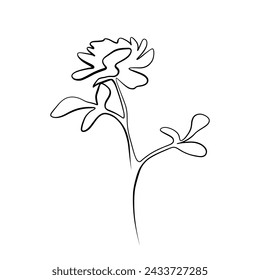 One continuous drawing line. Printed decorative poster with overall rose flower