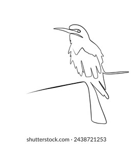 One continuous drawing line. Printed decorative poster with a bird on a branch