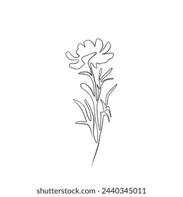 Una línea de dibujo continua. Cartel decorativo impreso con el concepto general de la flor de la peonía. Para la decoración de la pared.